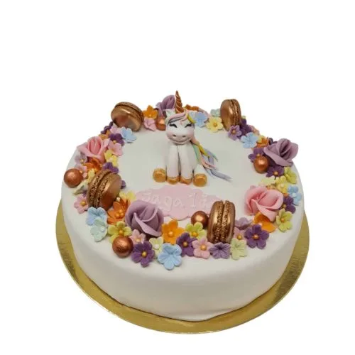 Blomsterkrans sjokolade/redvelvet med enhjørning